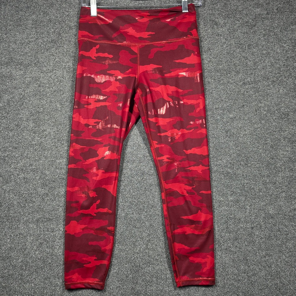Athleta Elation Train Womens Medium Printed 7/8 Tight Holiday 2021 Red Camo Foil